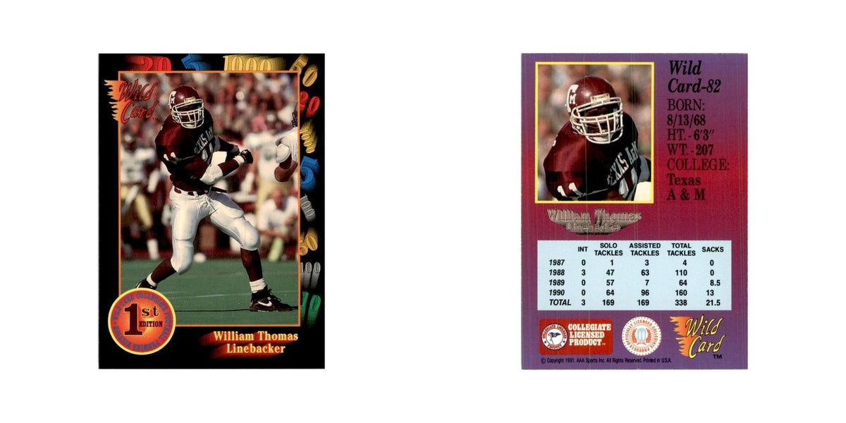 1991 Wild Card William Thomas Football Cards #82
