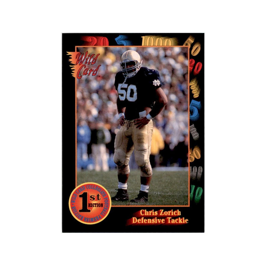 1991 Wild Card Chris Zorich Football Cards #50
