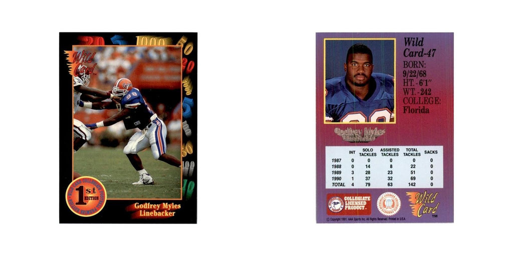 1991 Wild Card Godfrey Myles Football Cards #47