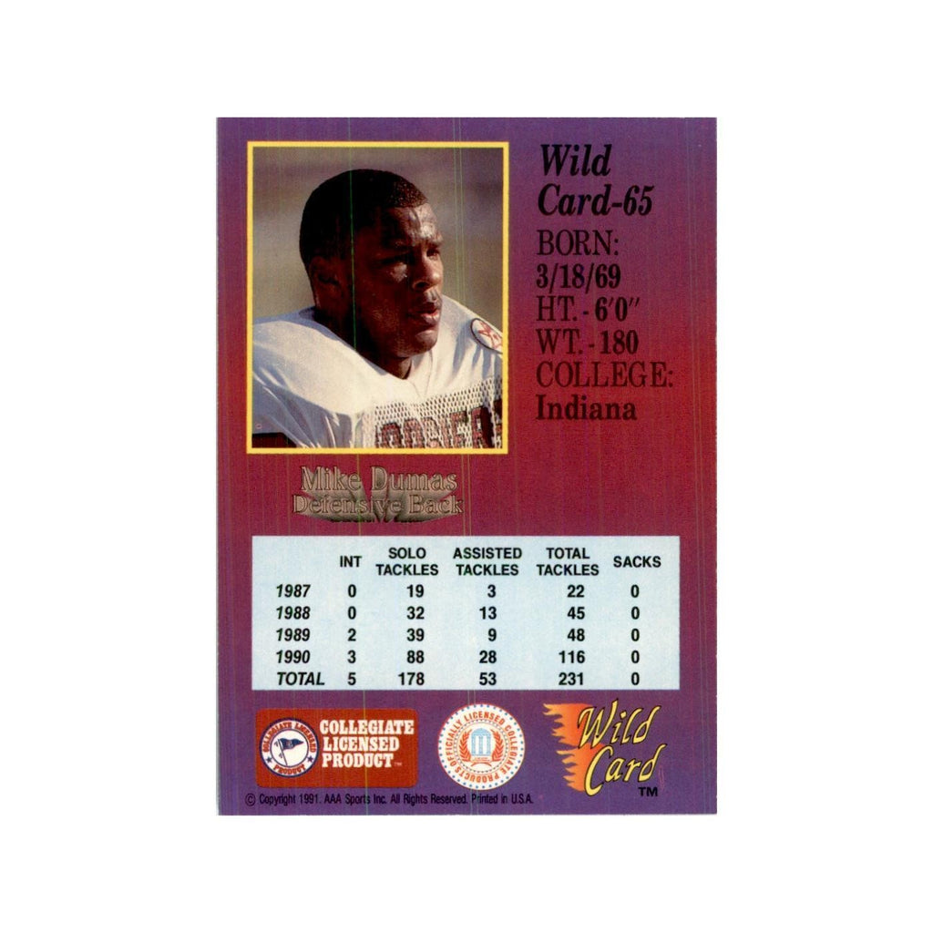 1991 Wild Card Mike Dumas Football Cards #65