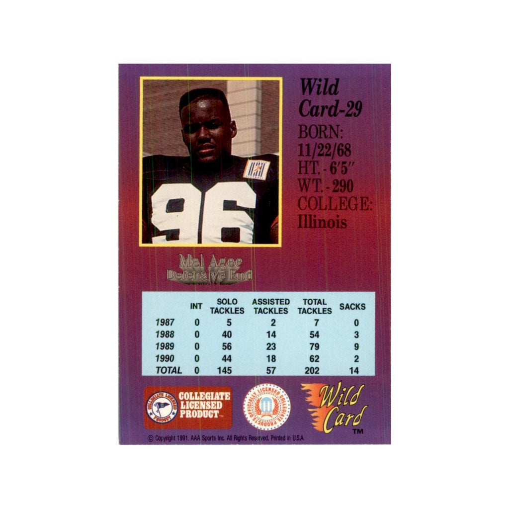 1991 Wild Card Mel Agee Football Cards #29