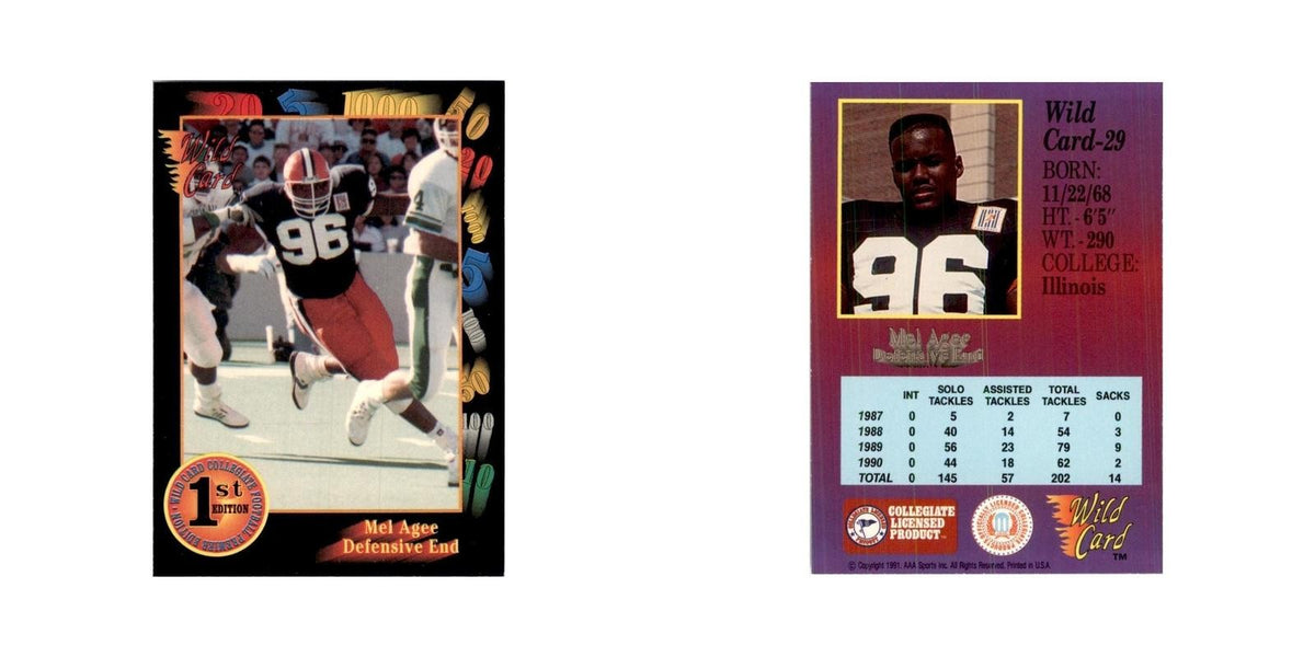 1991 Wild Card Mel Agee Football Cards #29