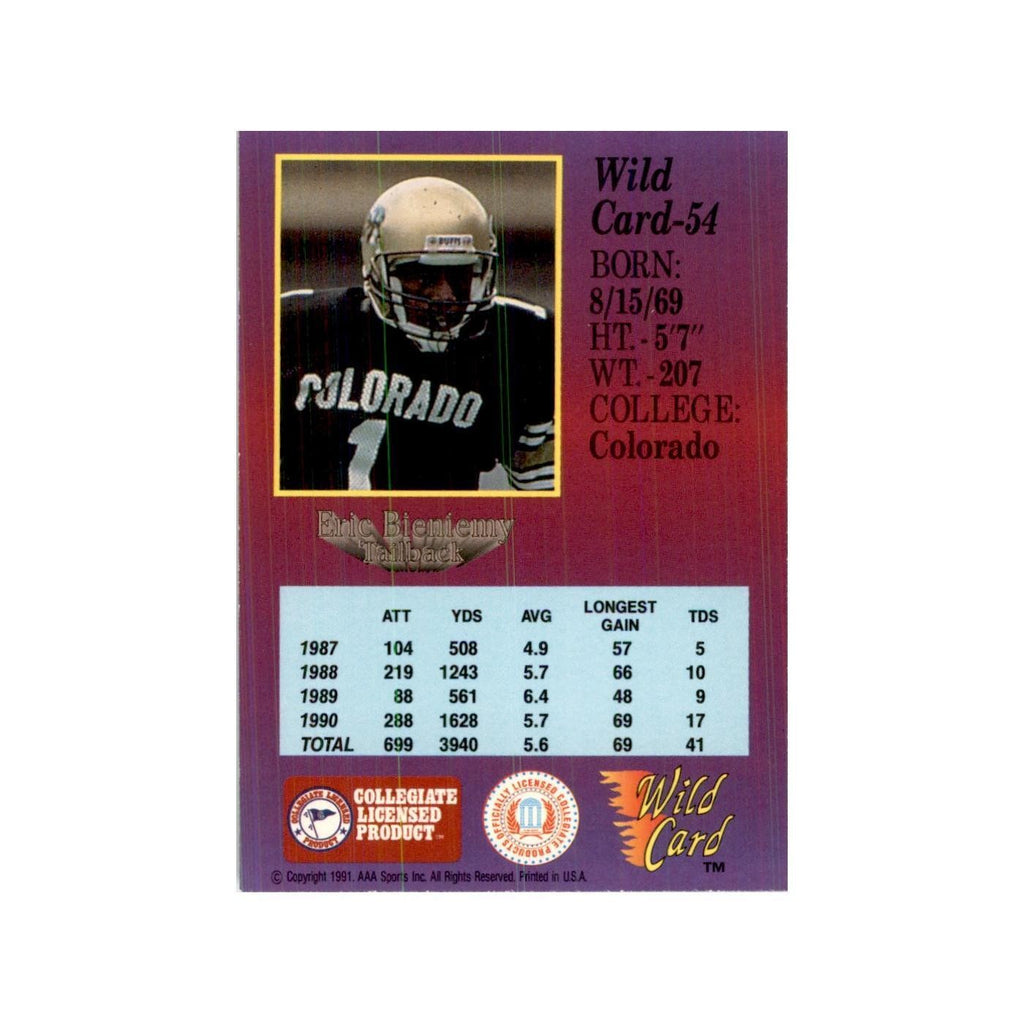 1991 Wild Card Eric Bieniemy Football Cards #54