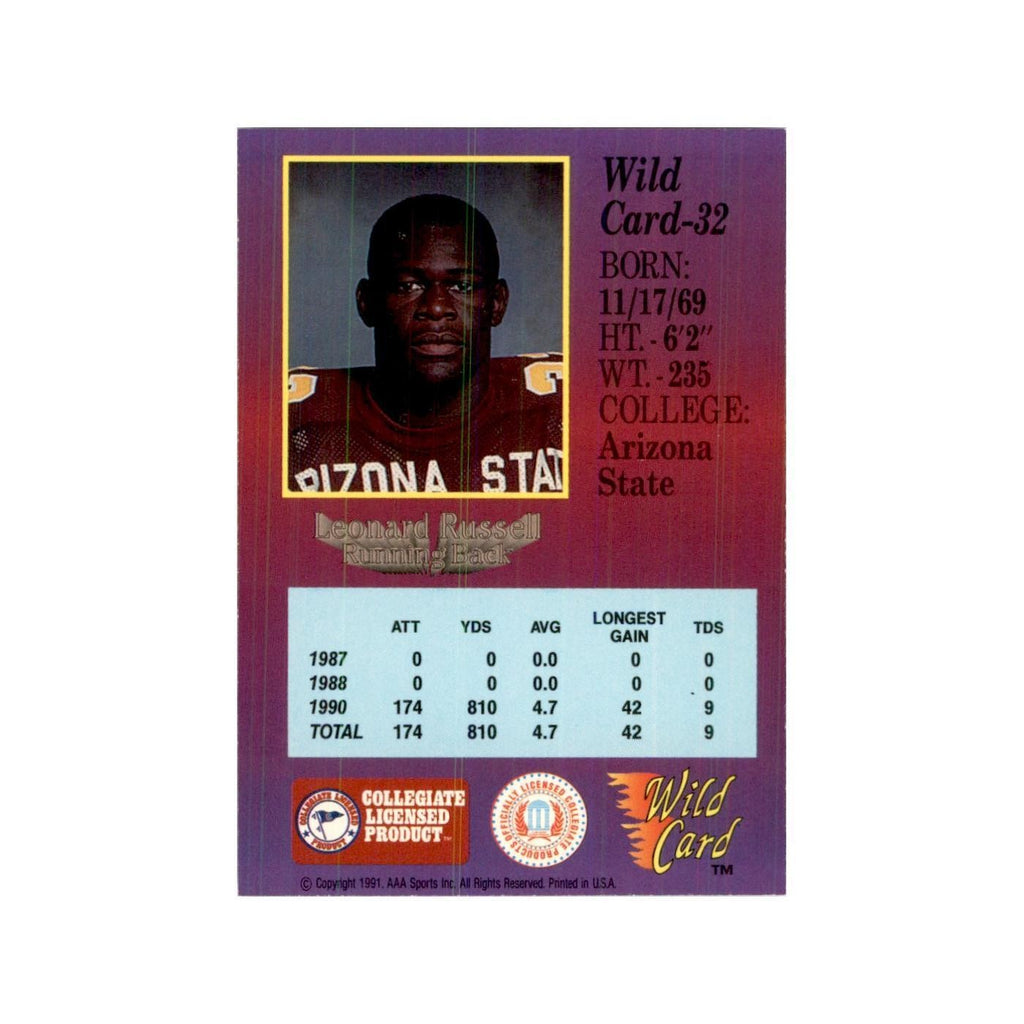 1991 Wild Card Leonard Russell Football Cards #32