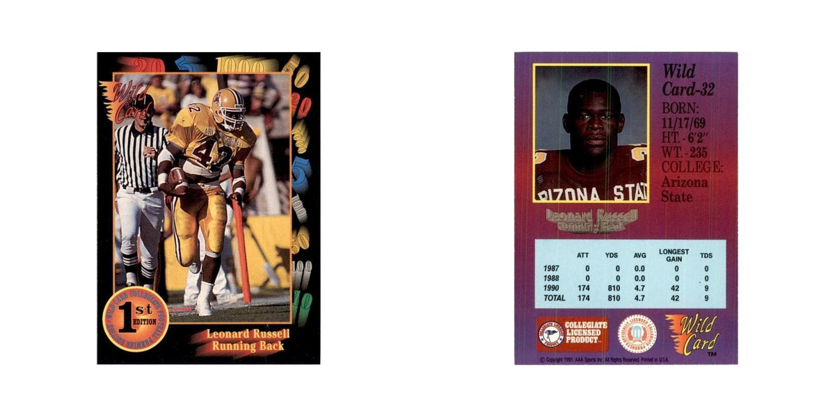 1991 Wild Card Leonard Russell Football Cards #32