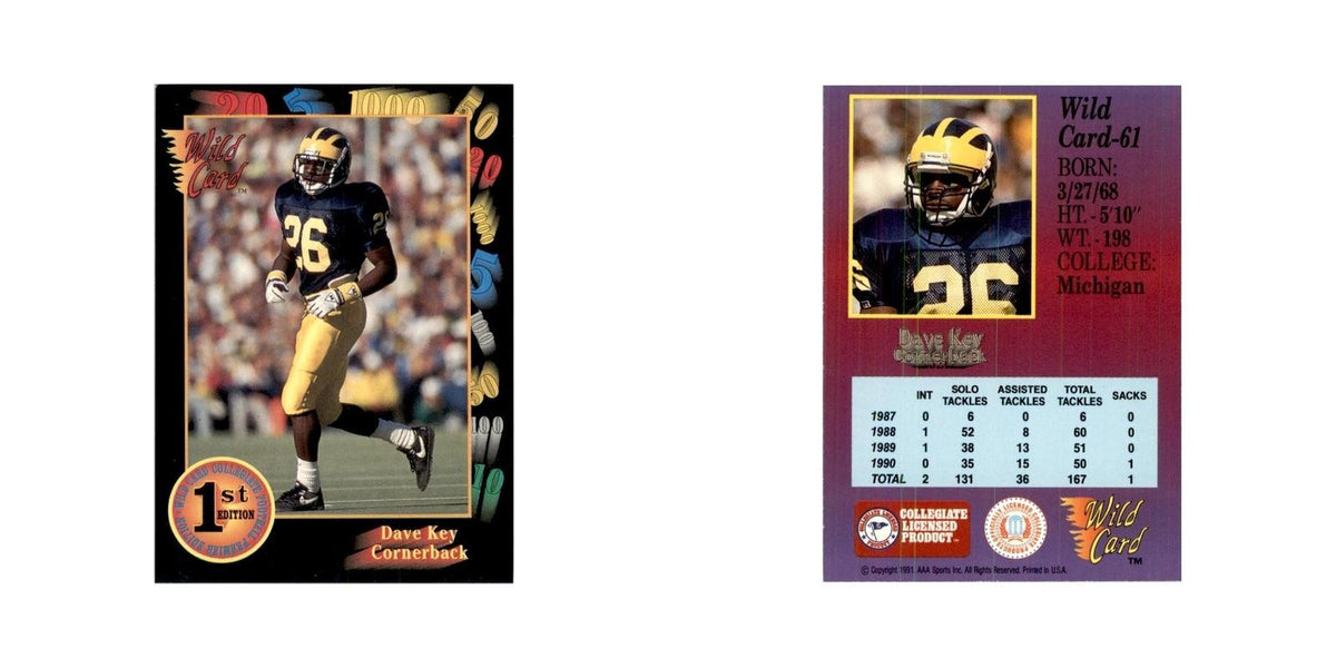 1991 Wild Card Dave Key Football Cards #61