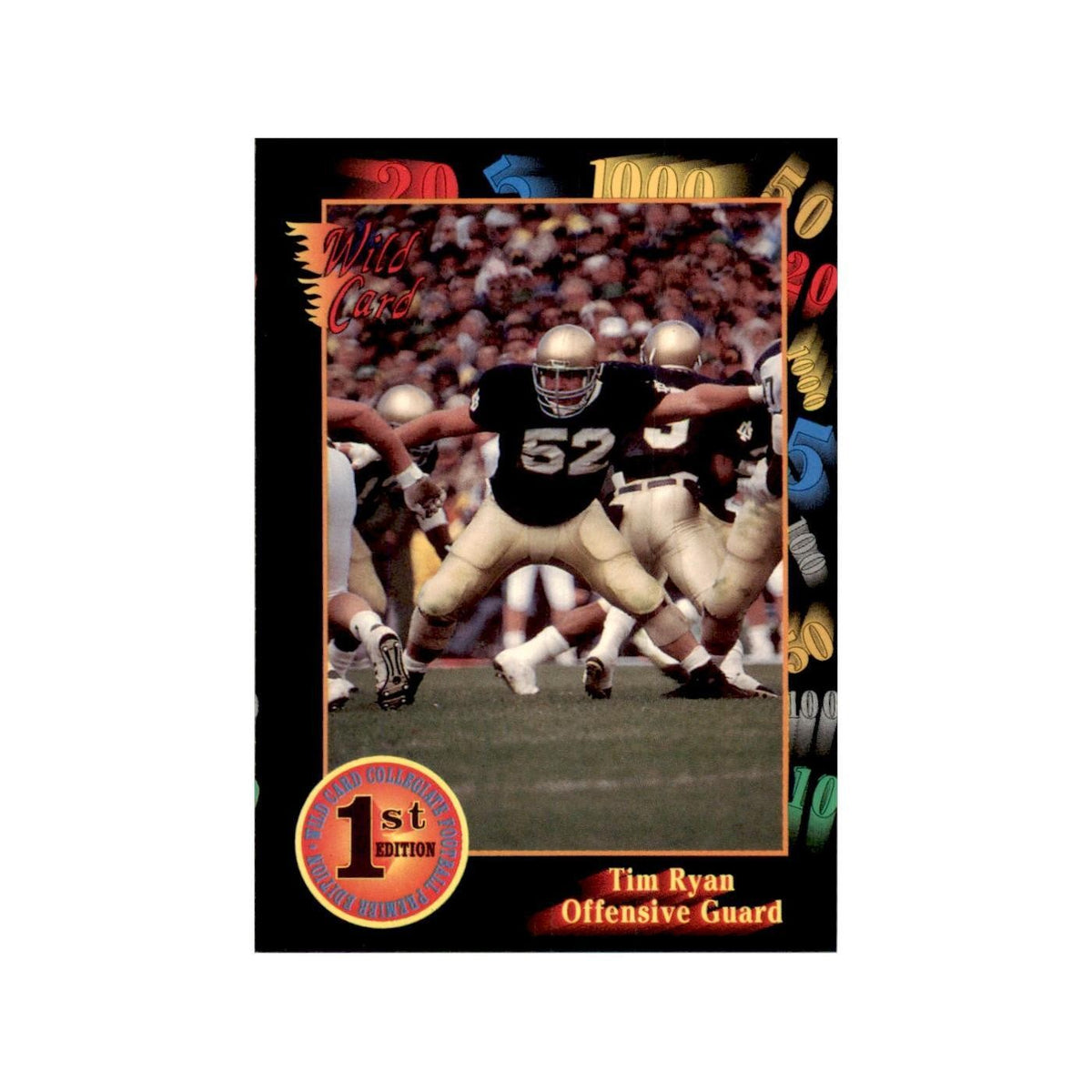 1991 Wild Card Tim Ryan Football Cards #92