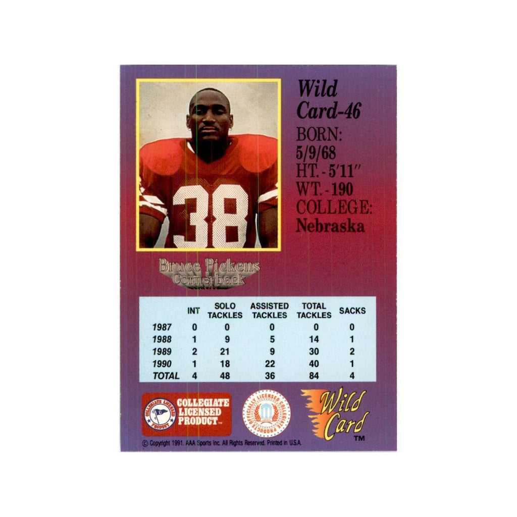 1991 Wild Card Bruce Pickens Football Cards #46