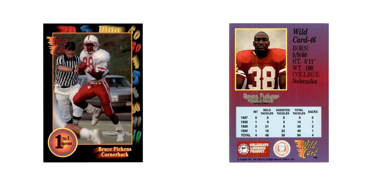 1991 Wild Card Bruce Pickens Football Cards #46