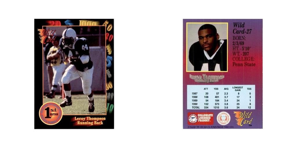 1991 Wild Card Leroy Thompson Football Cards #27