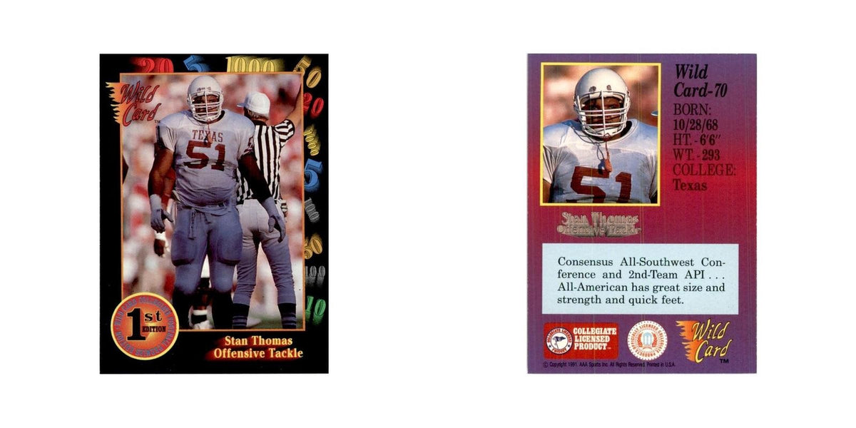 1991 Wild Card Stan Thomas Football Cards #70