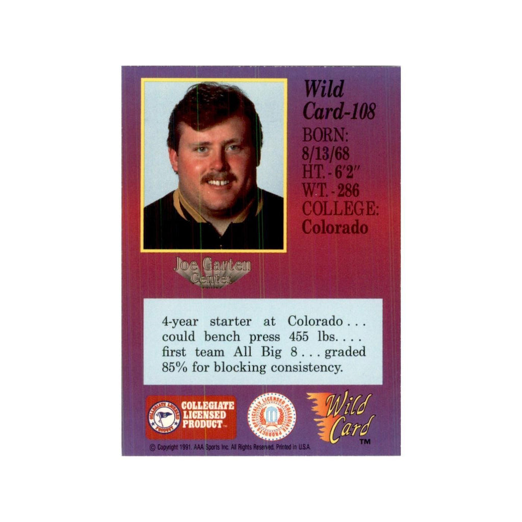 1991 Wild Card Joe Garten Football Cards #108