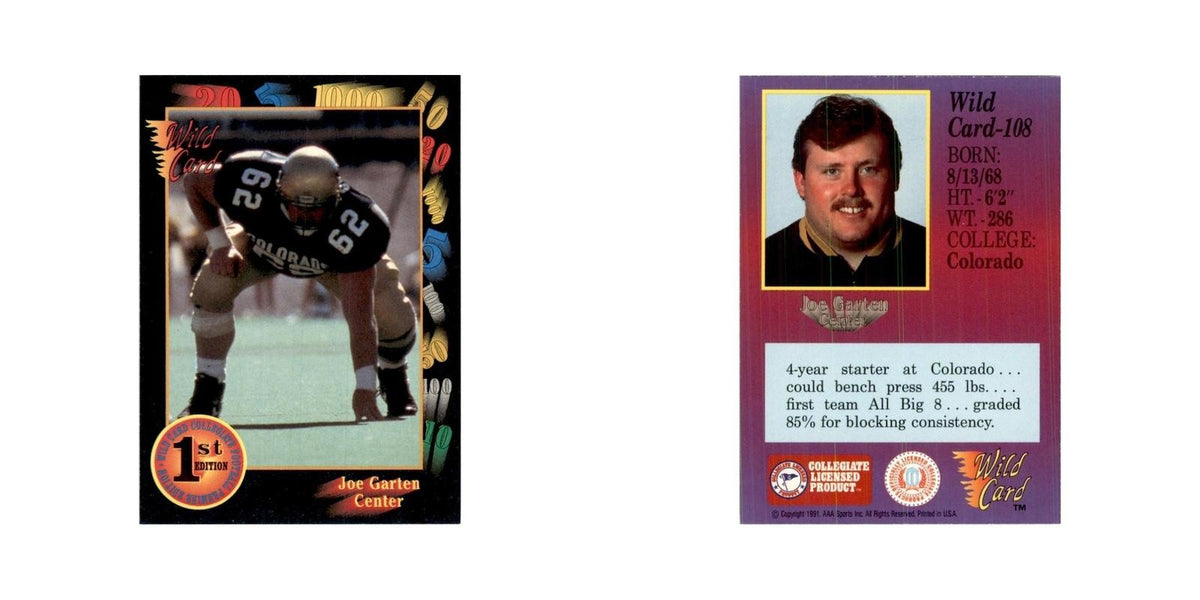 1991 Wild Card Joe Garten Football Cards #108