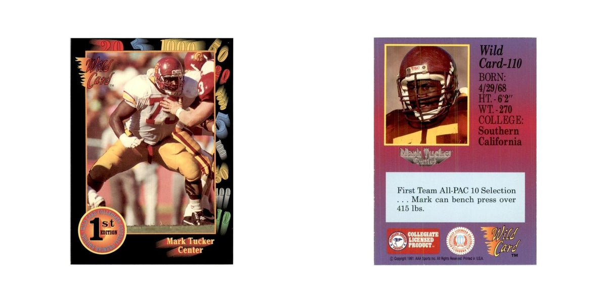 1991 Wild Card Mark Tucker Football Cards #110