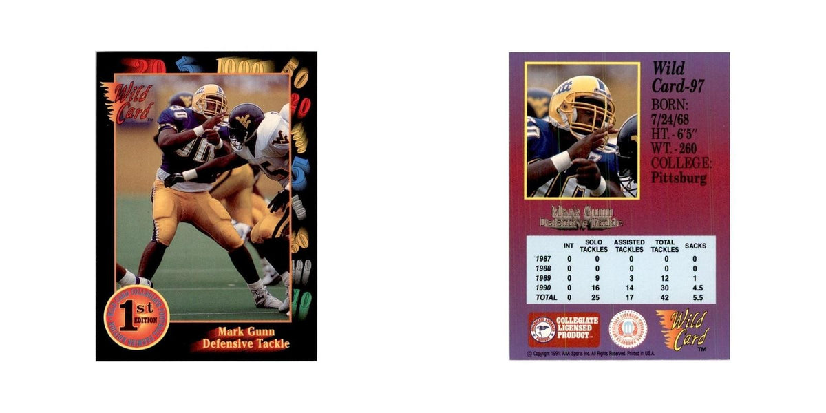 1991 Wild Card Mark Gunn Football Cards #97