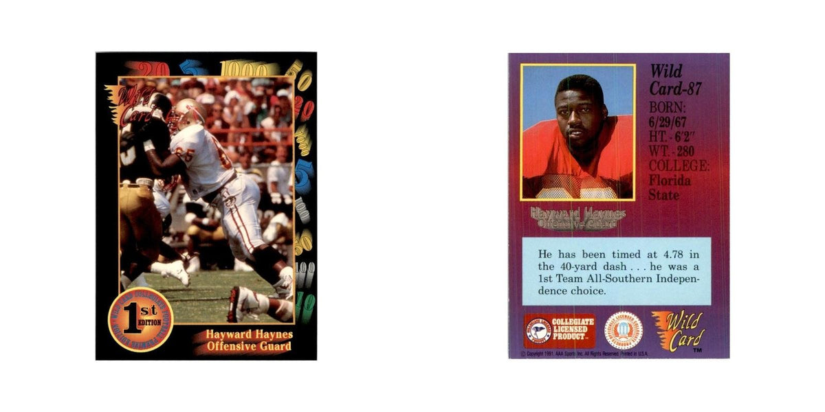 1991 Wild Card Hayward Haynes Football Cards #87