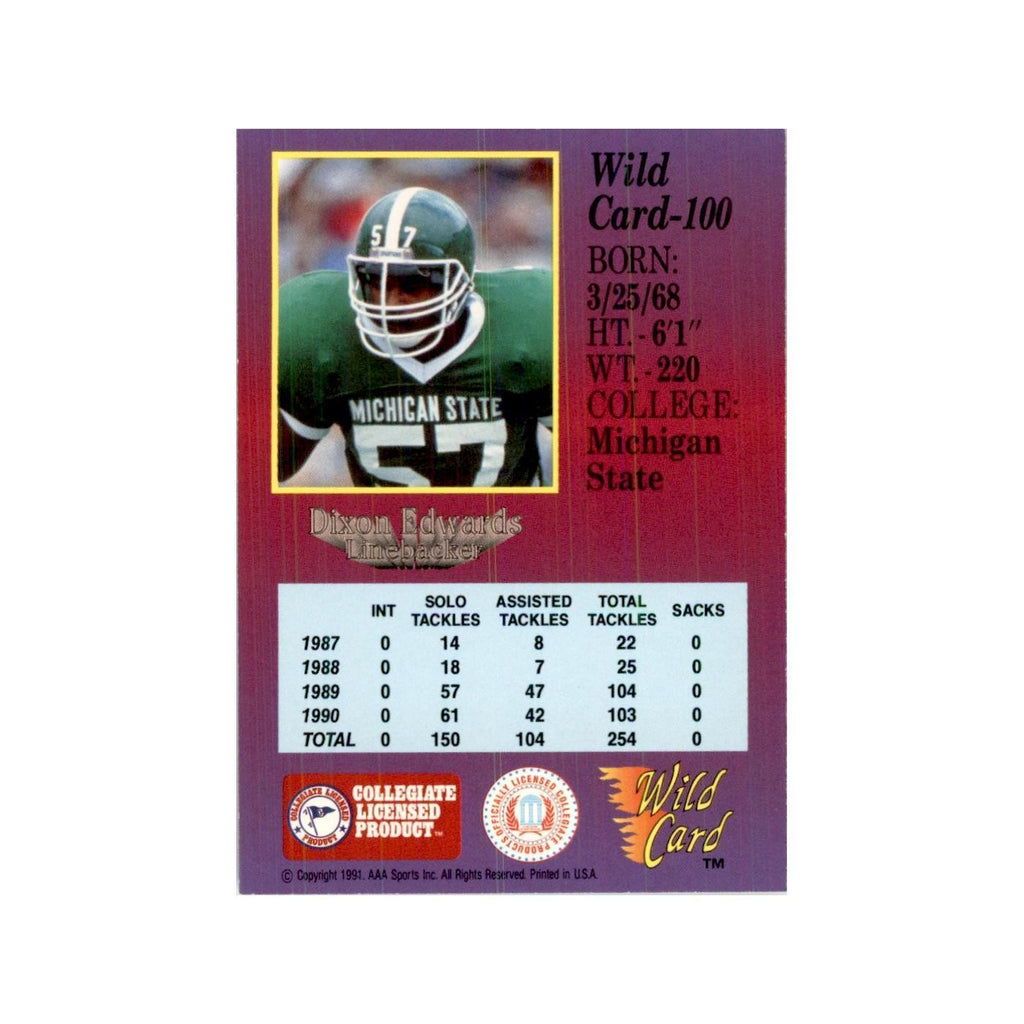1991 Wild Card Dixon Edwards Football Cards #100