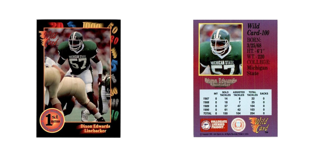 1991 Wild Card Dixon Edwards Football Cards #100