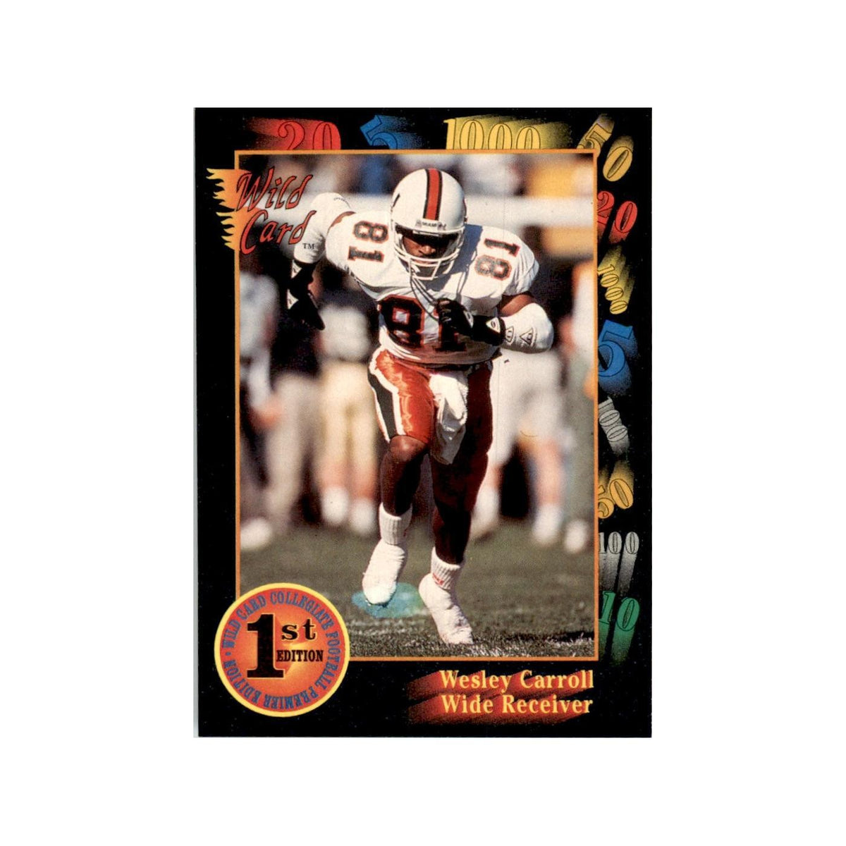 1991 Wild Card Wesley Carroll Football Cards #60