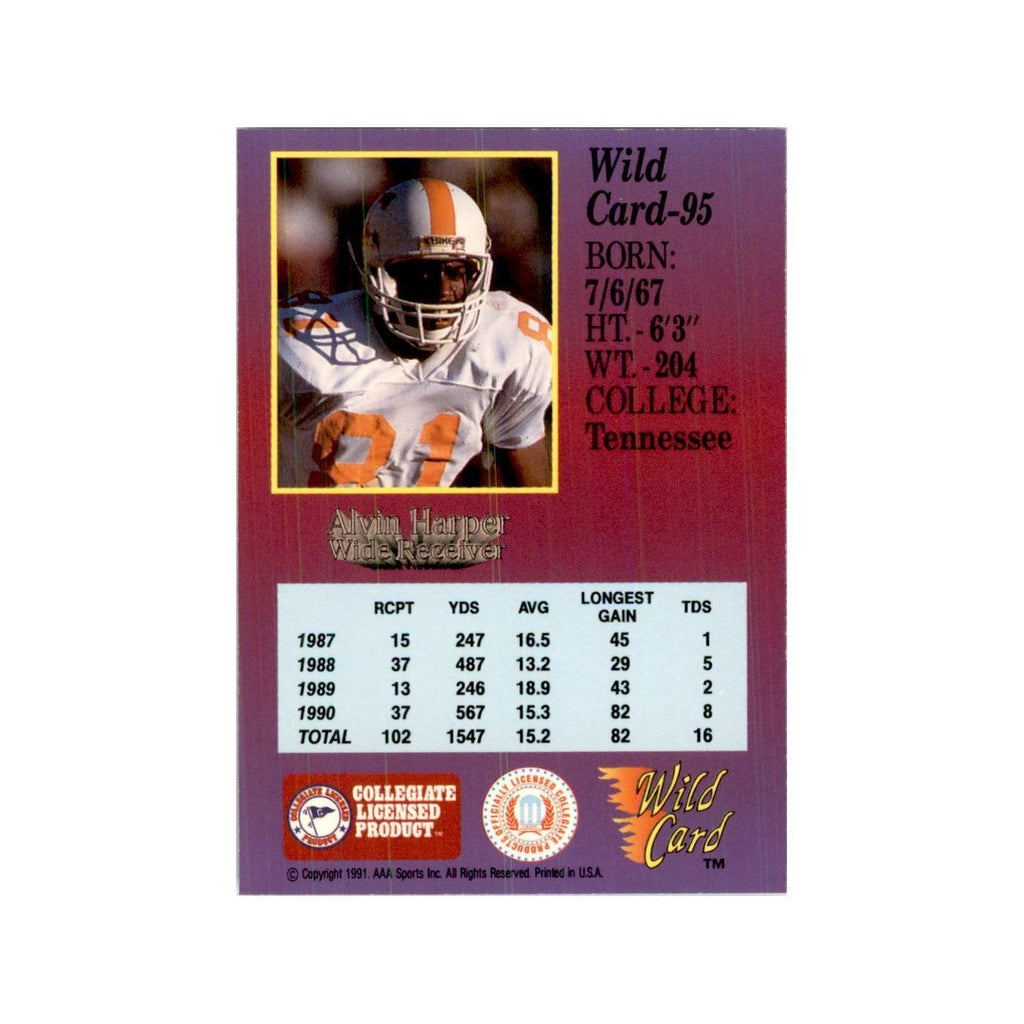 1991 Wild Card Alvin Harper Football Cards #95