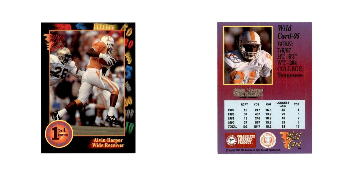 1991 Wild Card Alvin Harper Football Cards #95