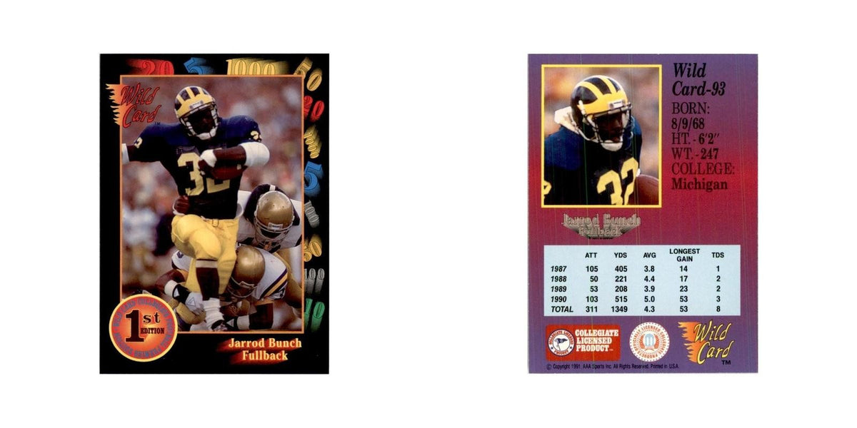 1991 Wild Card Jarrod Bunch Football Cards #93
