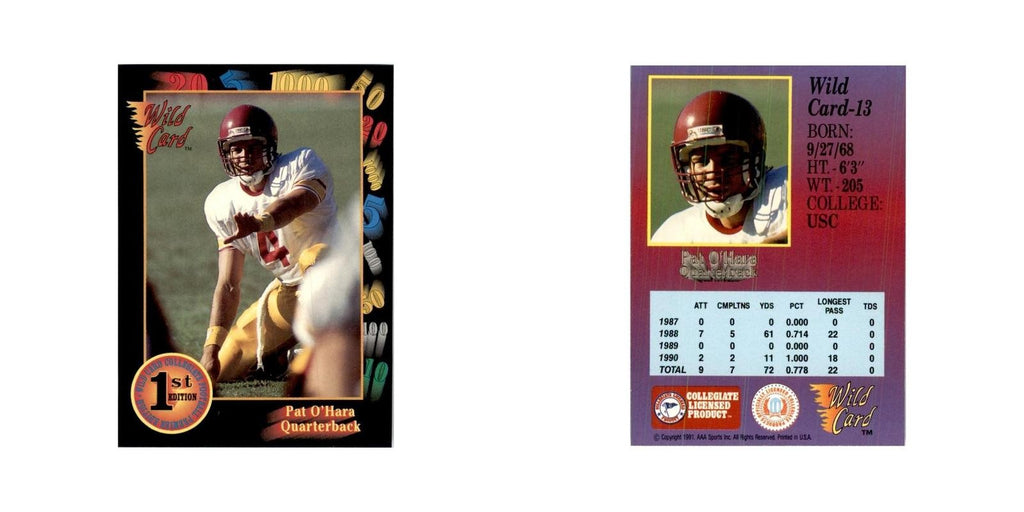 1991 Wild Card Pat O'Hara Football Cards #13