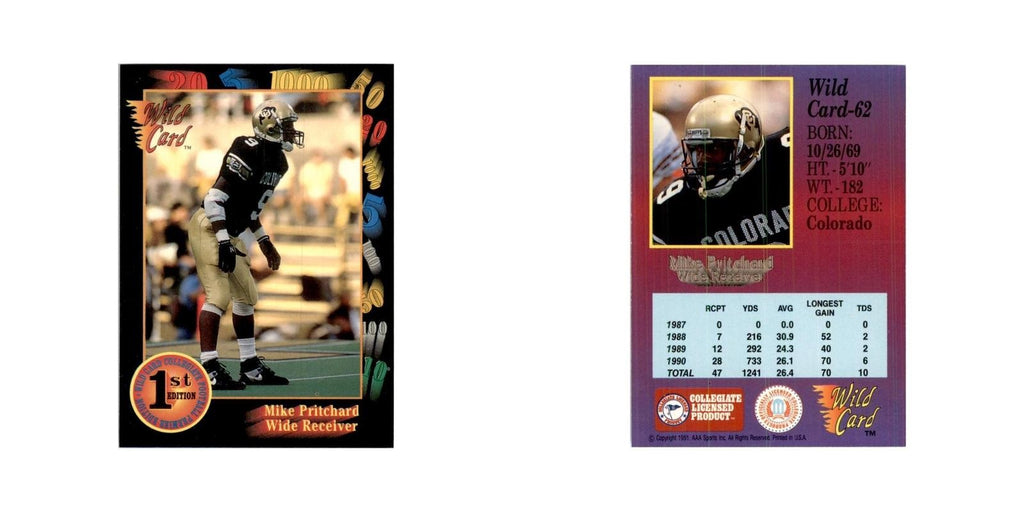 1991 Wild Card Mike Pritchard Football Cards #62