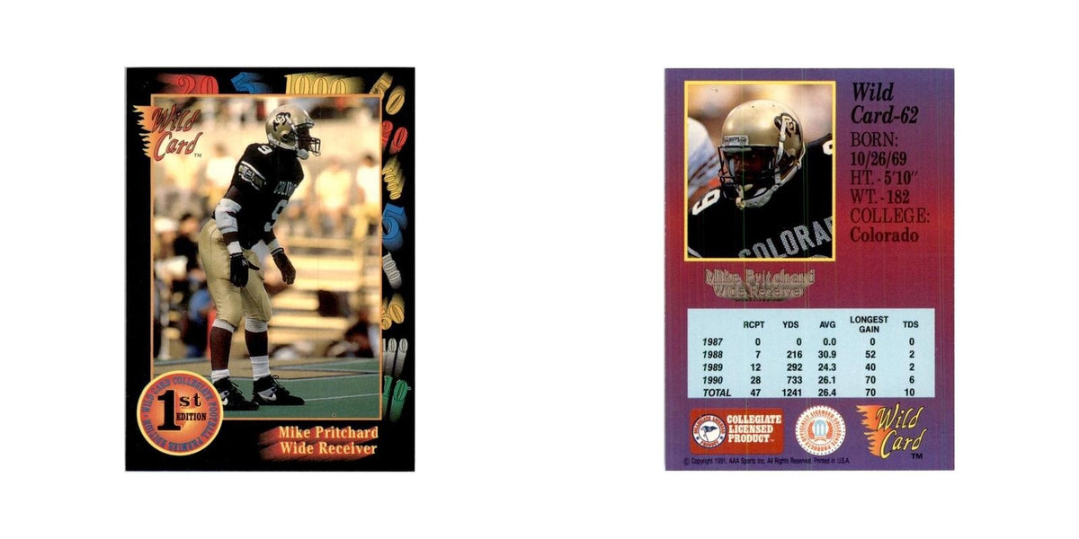 1991 Wild Card Mike Pritchard Football Cards #62