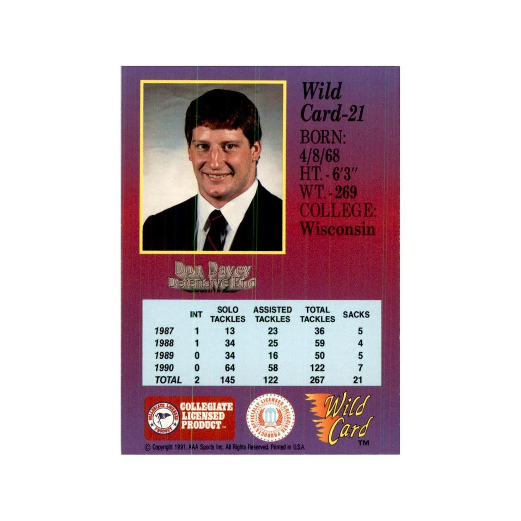 1991 Wild Card Don Davey Football Cards #21