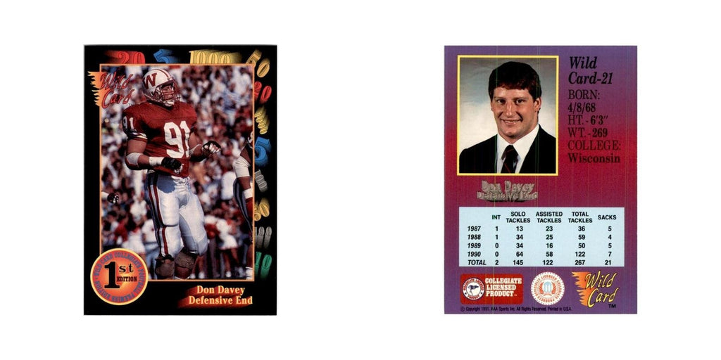 1991 Wild Card Don Davey Football Cards #21