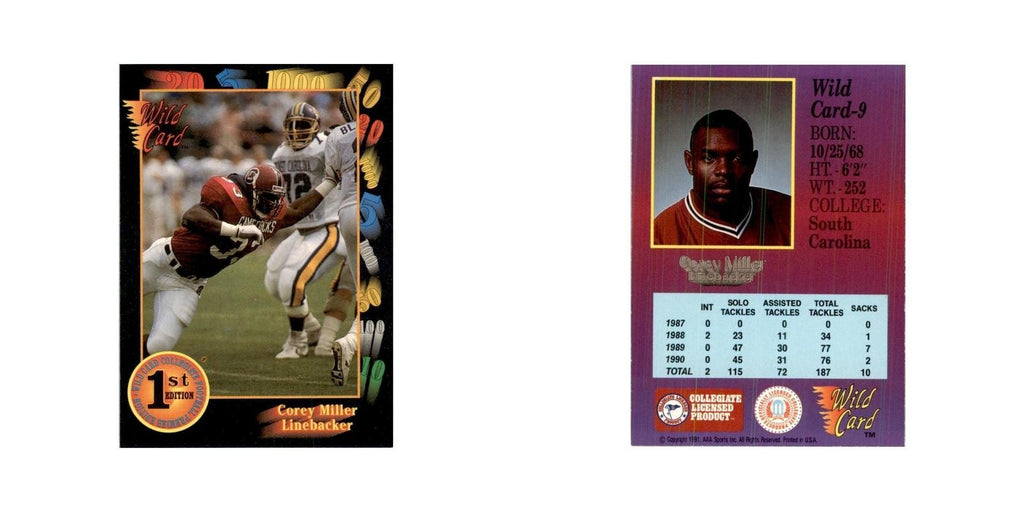 1991 Wild Card Corey Miller Football Cards #9