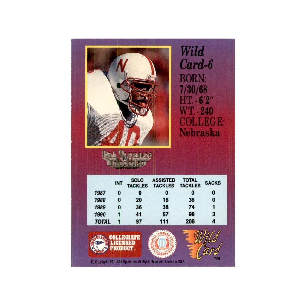 1991 Wild Card Pat Tyrance Football Cards #6