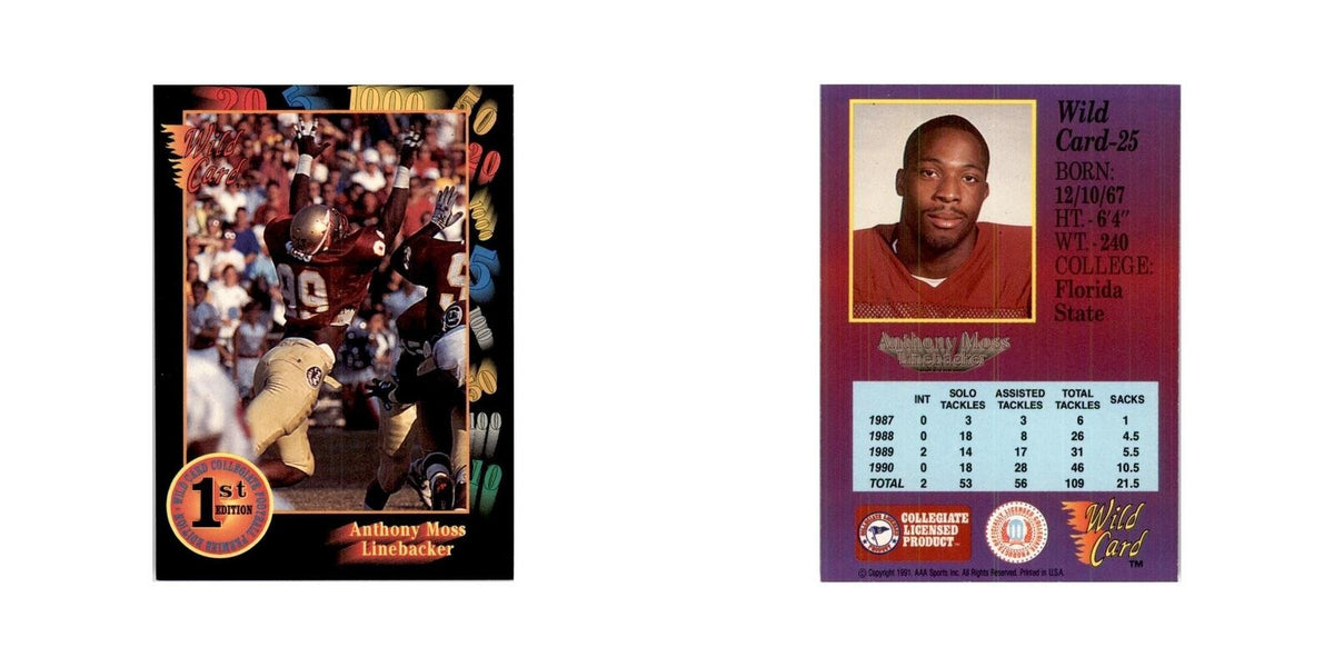 1991 Wild Card Anthony Moss Football Cards #25