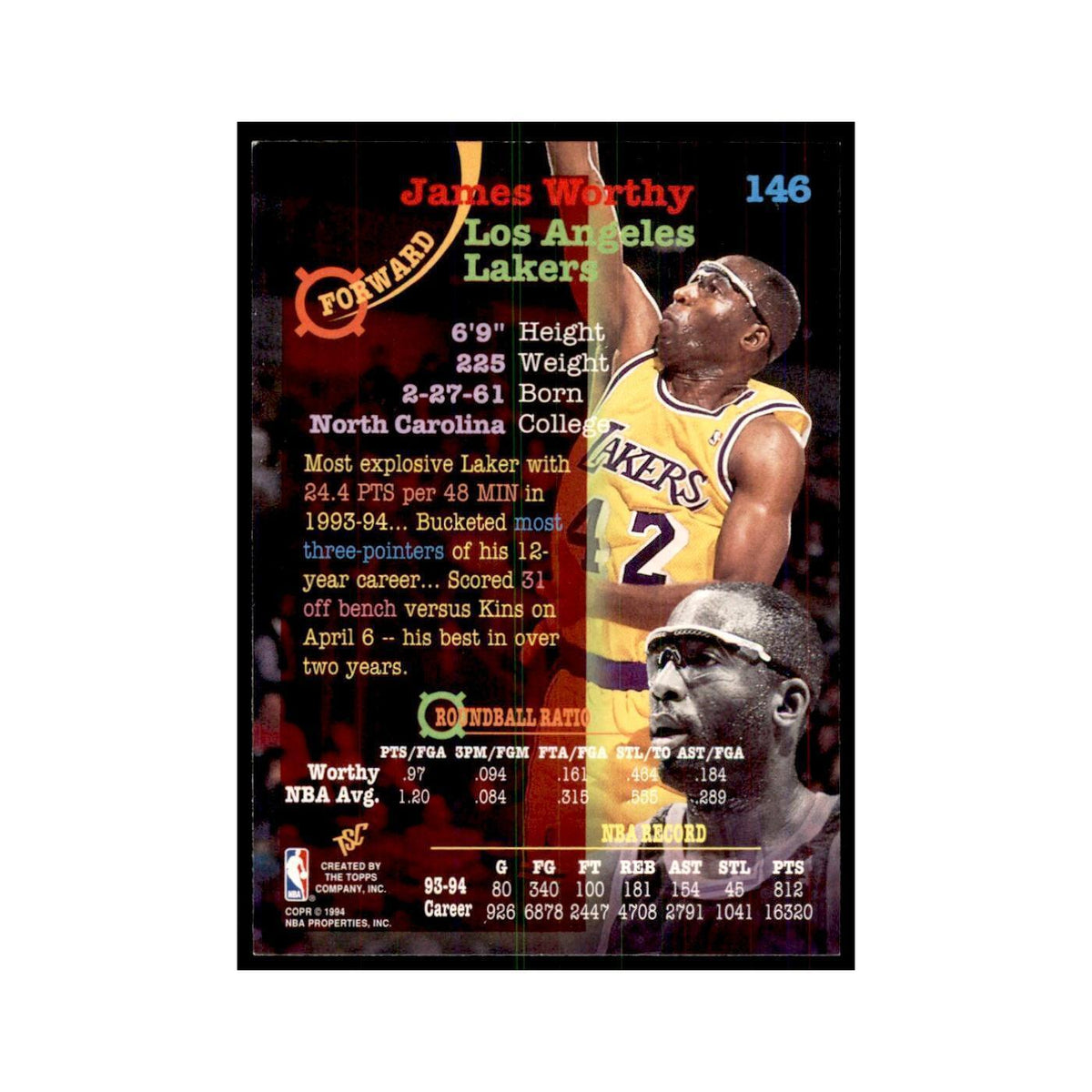 1994 Stadium Club James Worthy Basketball Cards #146