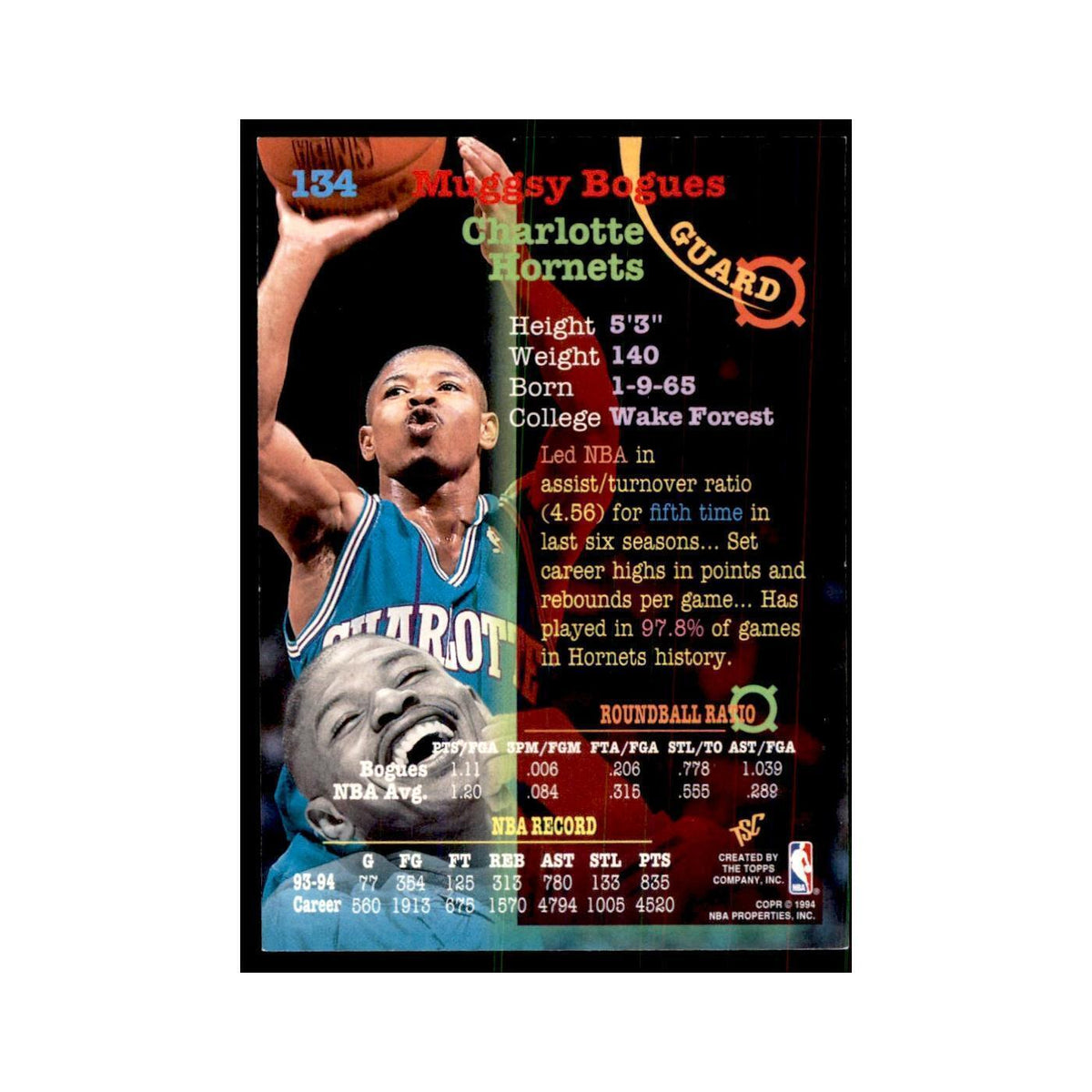 1994 Stadium Club Muggsy Bogues Basketball Cards #134