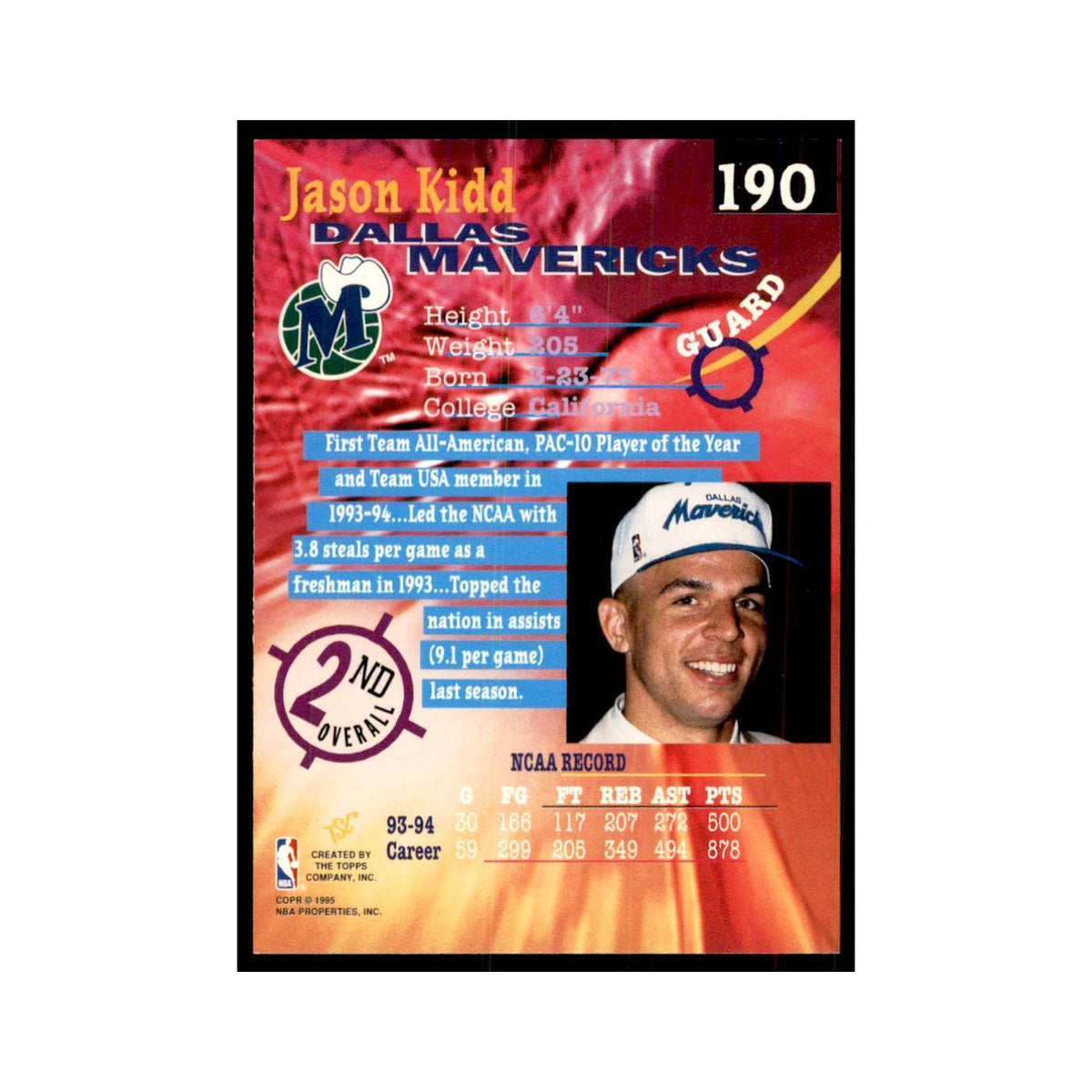 1994 Stadium Club Jason Kidd Basketball Cards #190