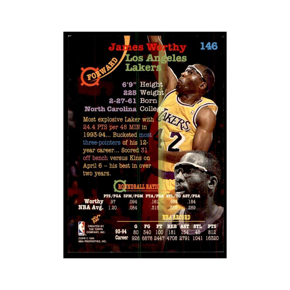 1994 Stadium Club James Worthy Basketball Cards #146