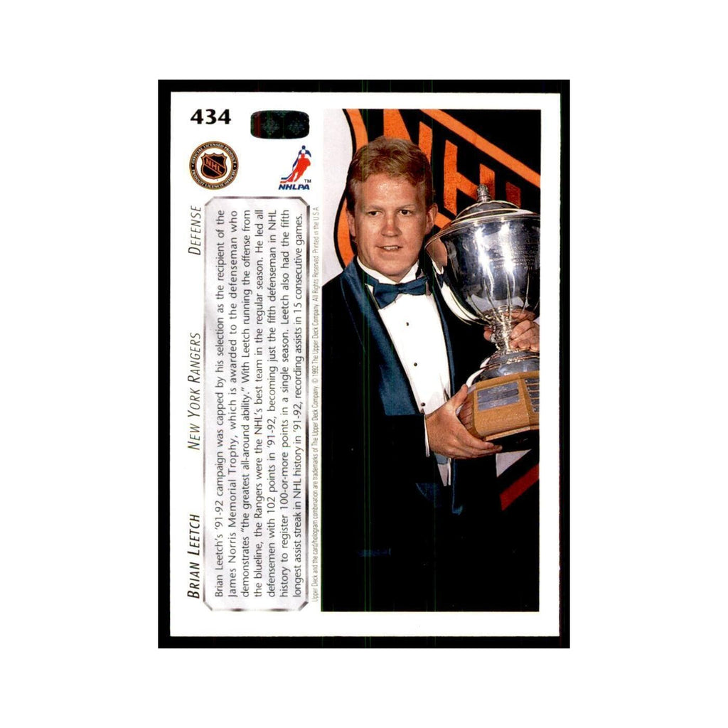 1992 Upper Deck Brian Leetch Hockey Cards #434