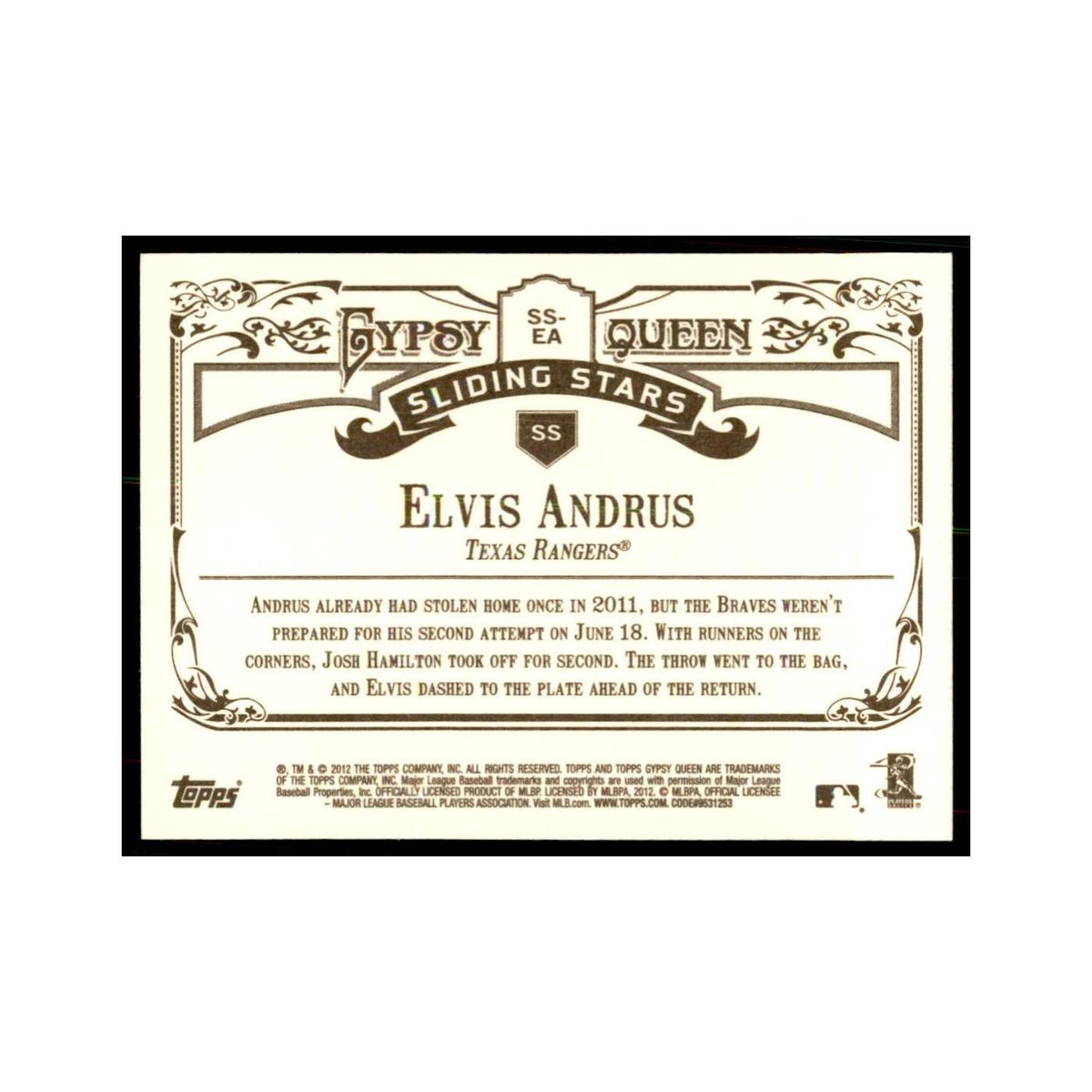 2012 Topps Gypsy Queen Elvis Andrus Baseball Cards #SS-EA