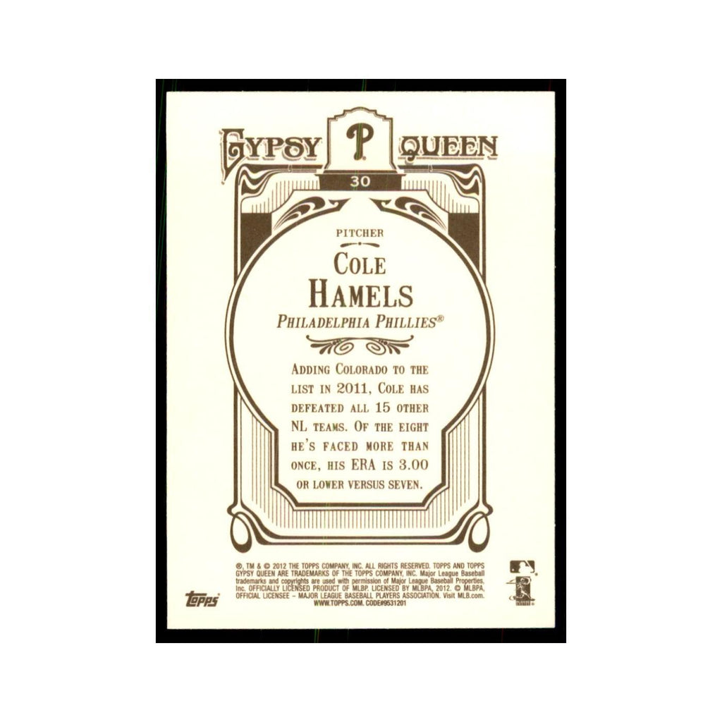 2012 Topps Gypsy Queen Cole Hamels Baseball Cards #30