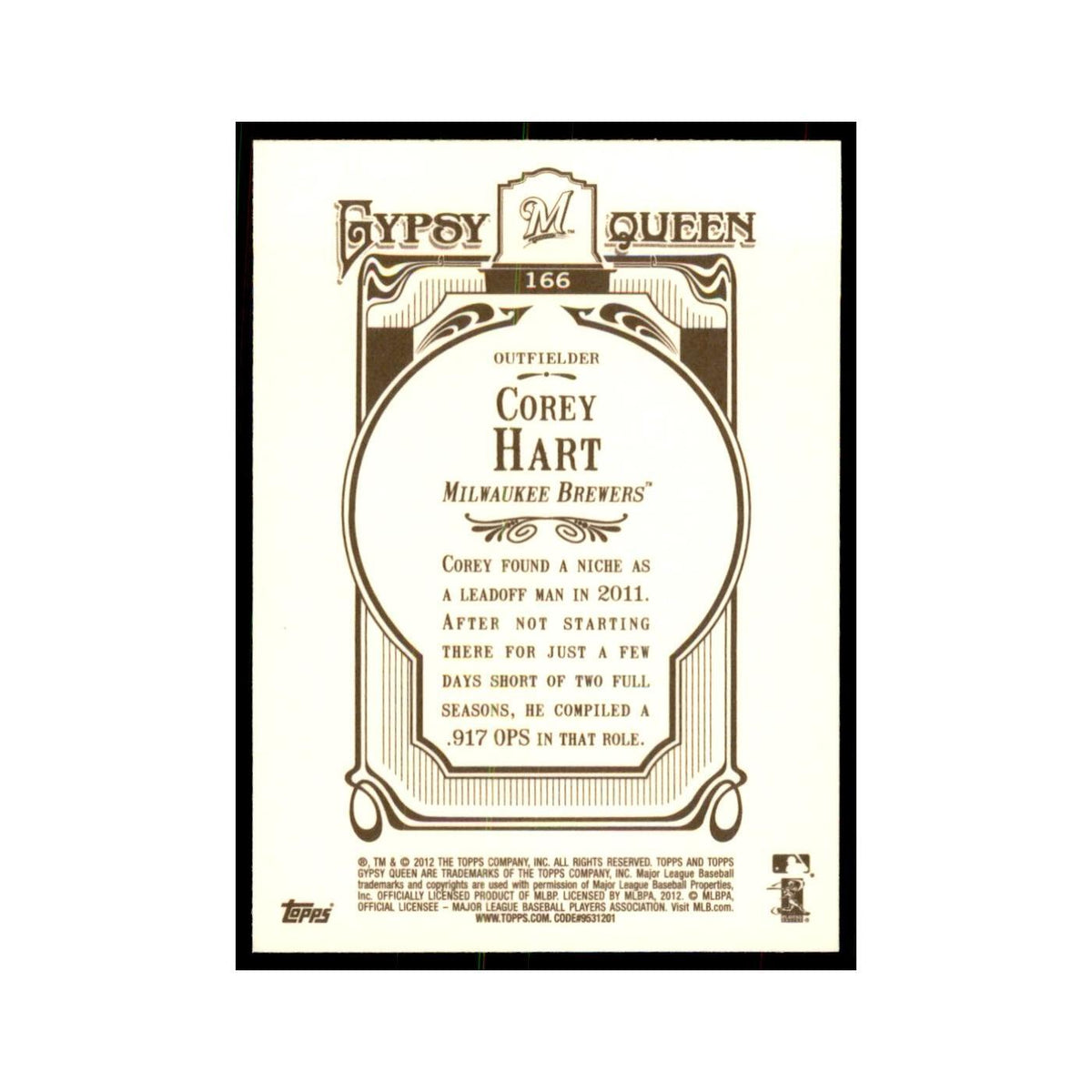 2012 Topps Gypsy Queen Corey Hart Baseball Cards #166