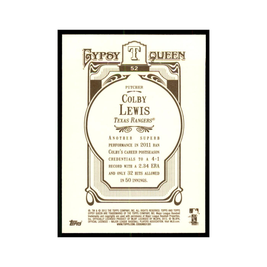 2012 Topps Gypsy Queen Colby Lewis Baseball Cards #52