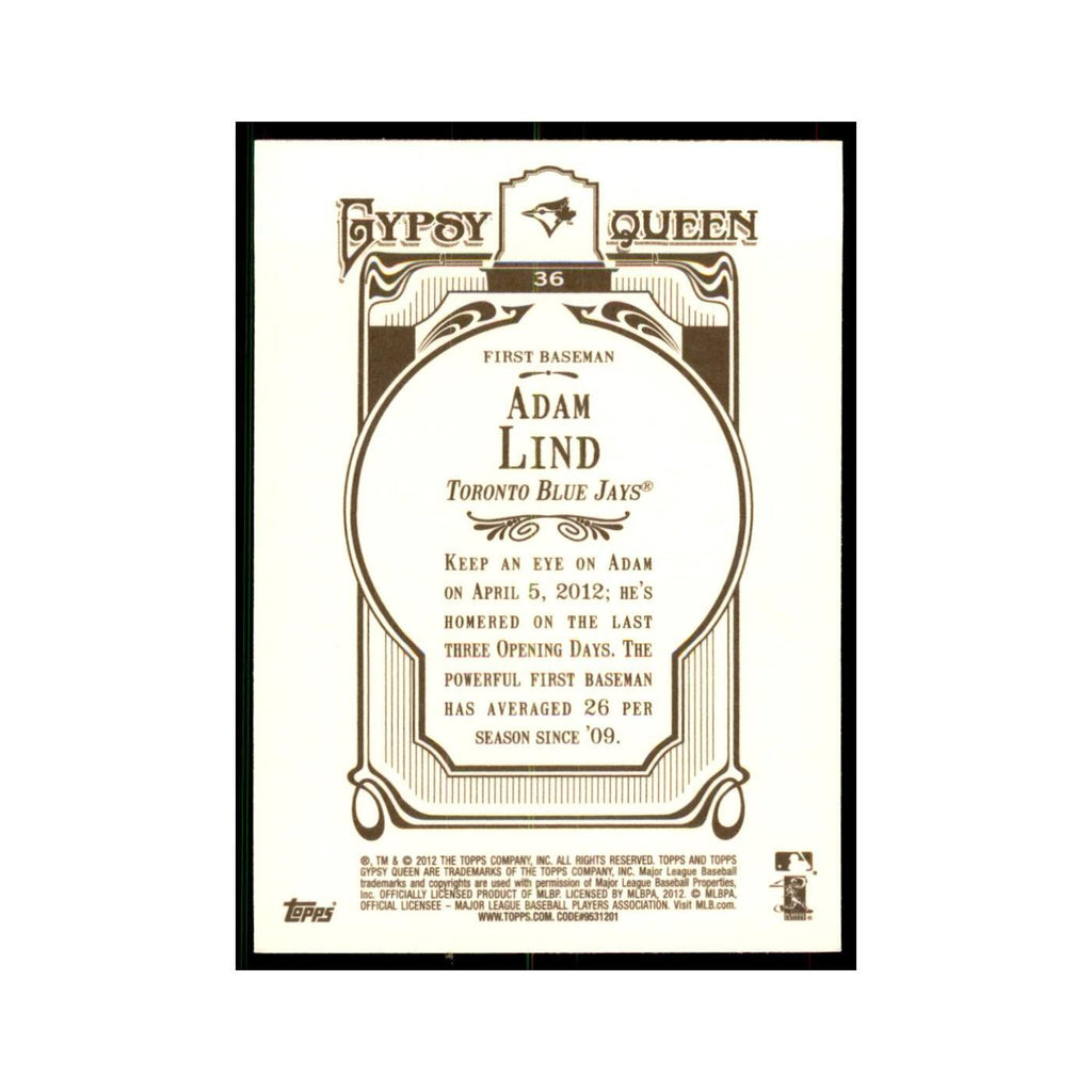 2012 Topps Gypsy Queen Adam Lind Baseball Cards #36