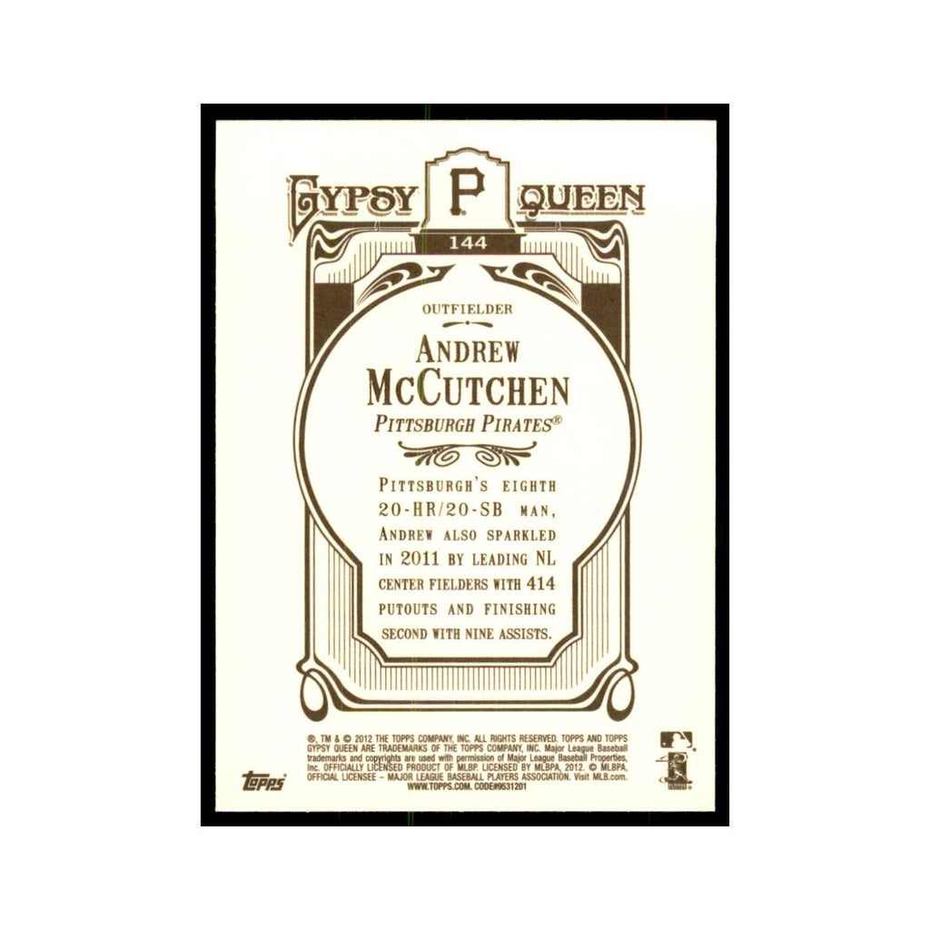 2012 Topps Gypsy Queen Andrew McCutchen Baseball Cards #144