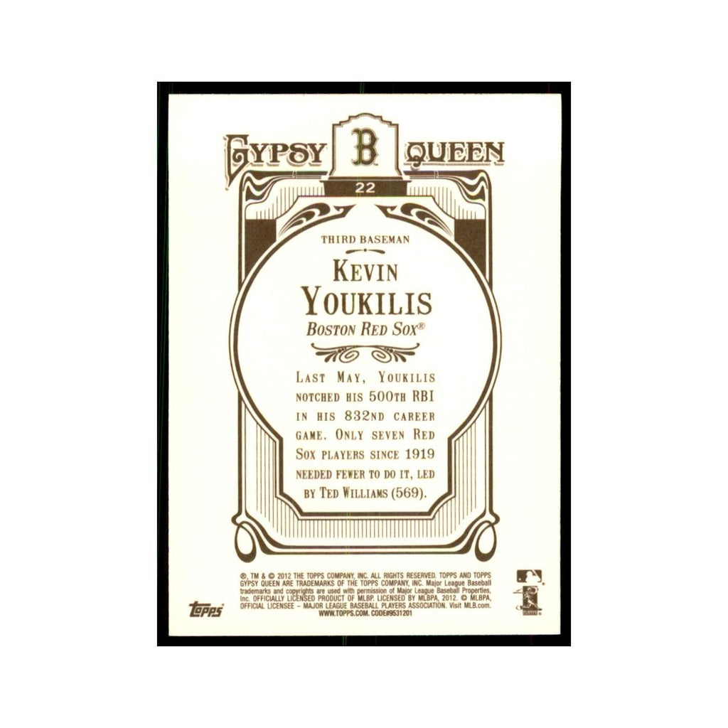 2012 Topps Gypsy Queen Kevin Youkilis Baseball Cards #22
