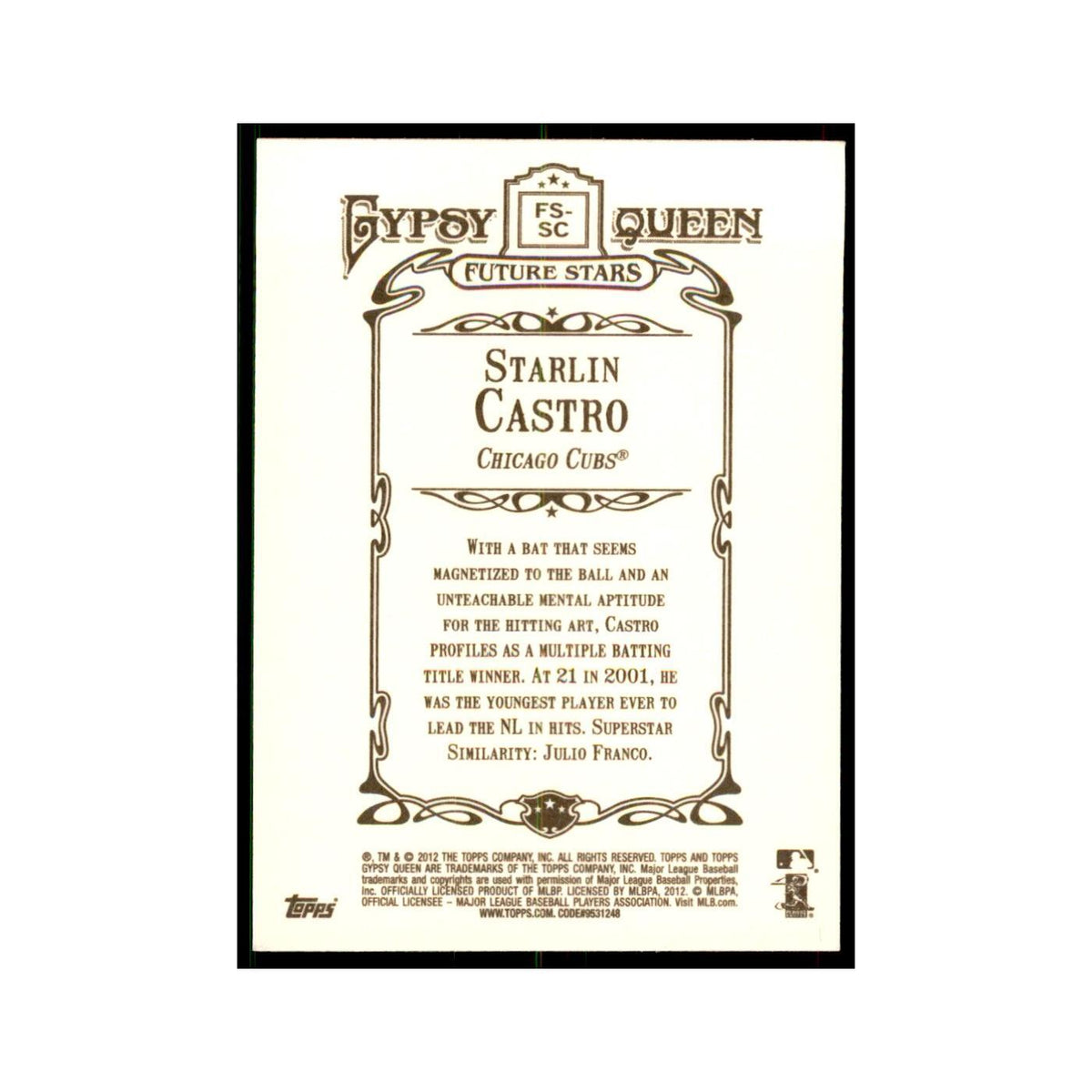 2012 Topps Gypsy Queen Starlin Castro Baseball Cards #FS-SC