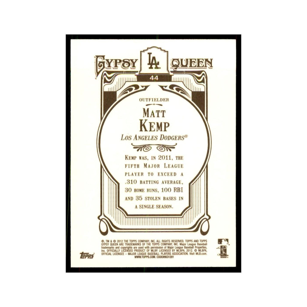 2012 Topps Gypsy Queen Matt Kemp Baseball Cards #44