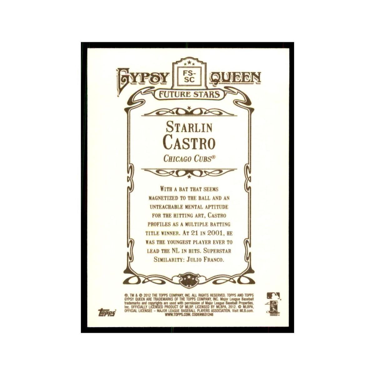 2012 Topps Gypsy Queen Starlin Castro Baseball Cards #FS-SC