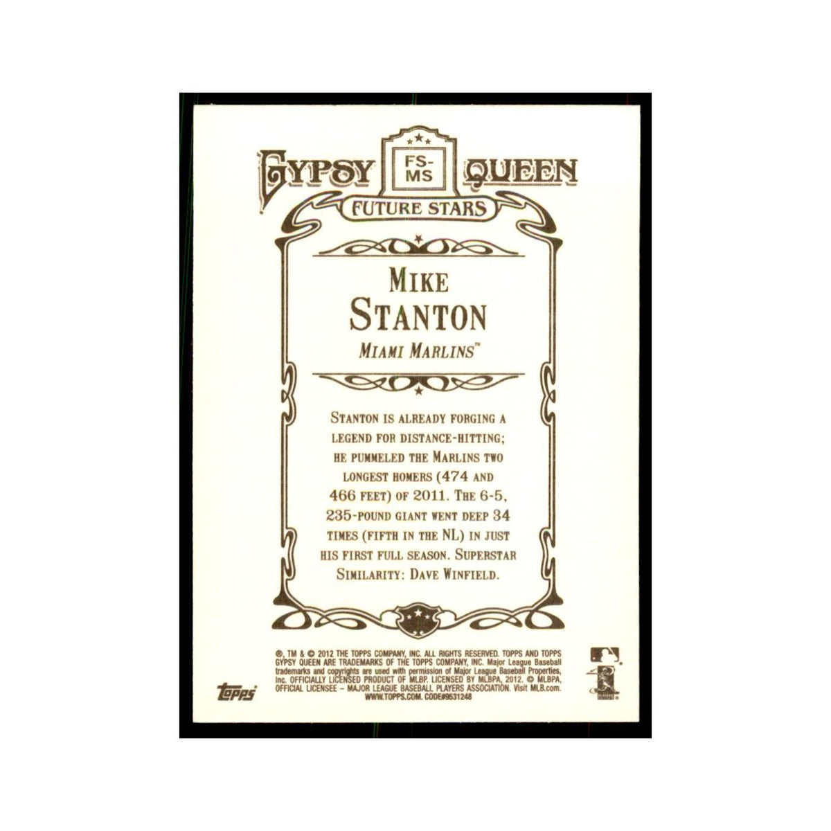 2012 Topps Gypsy Queen Mike Stanton Baseball Cards #FS-MS